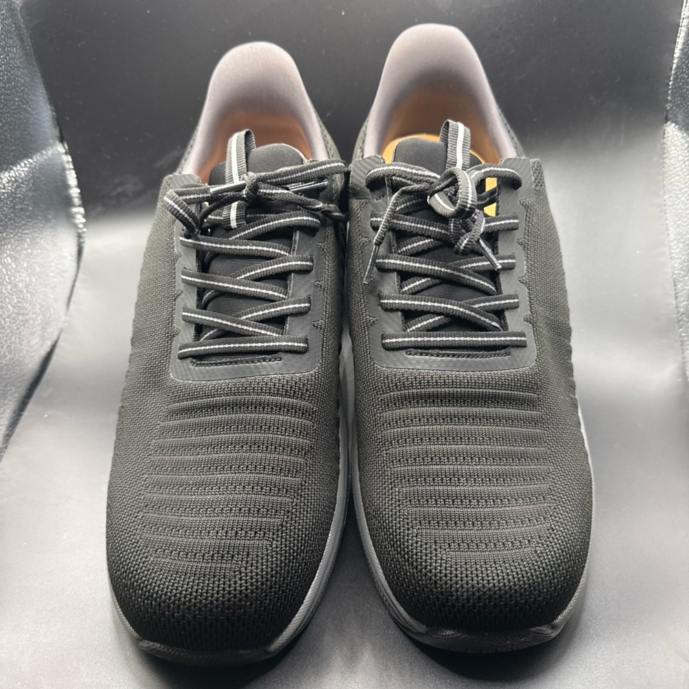 Men's Black Knit Lace-Up Sneakers Orthotic Feet